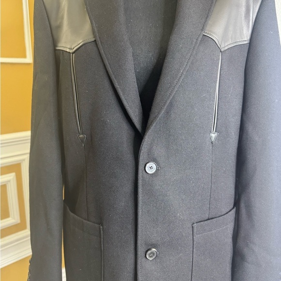 Black Blazer with Lamb Leather Accents - Picture 9 of 17